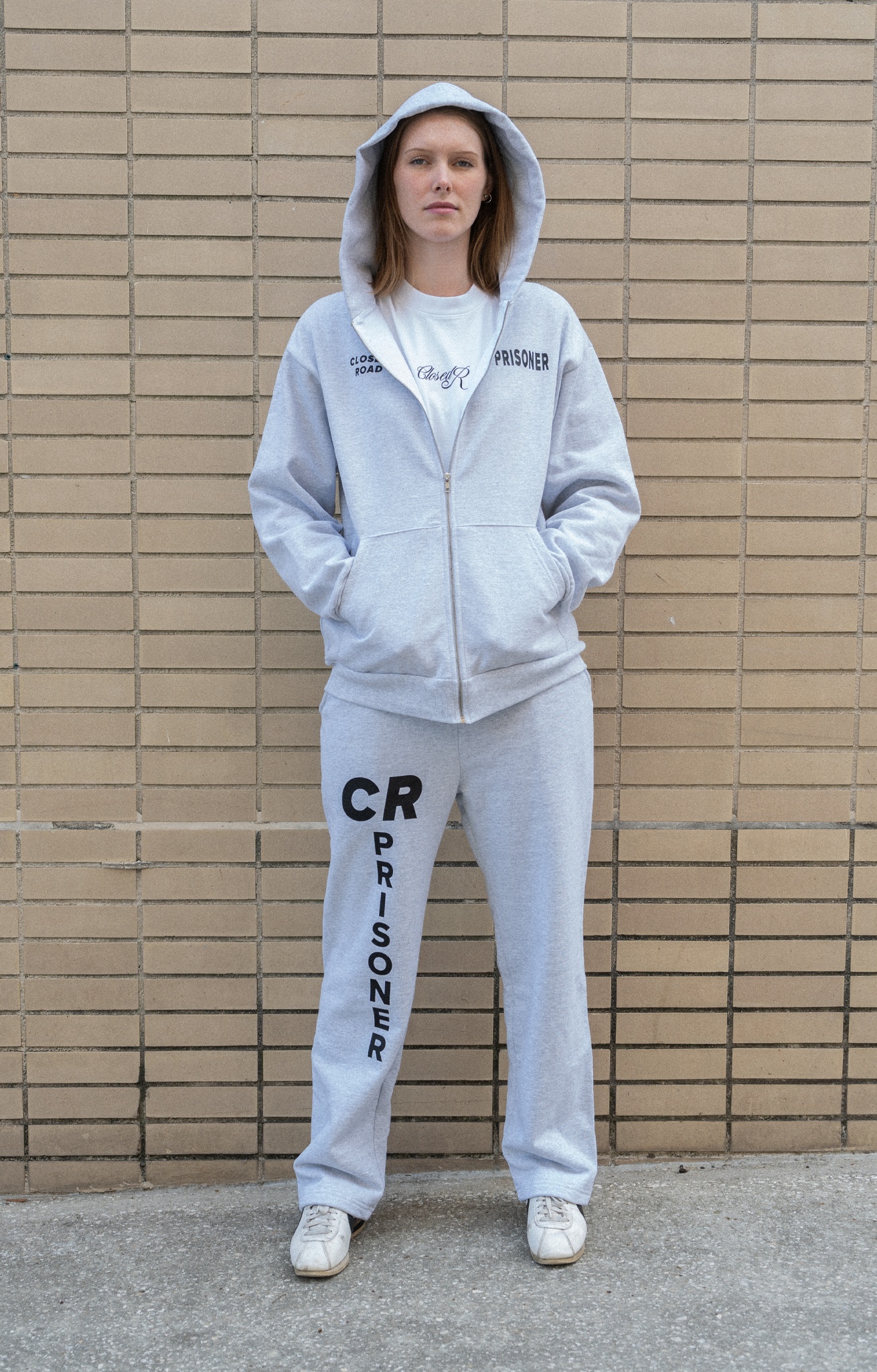 "Prisoner" Gray Zip Up Hoodie