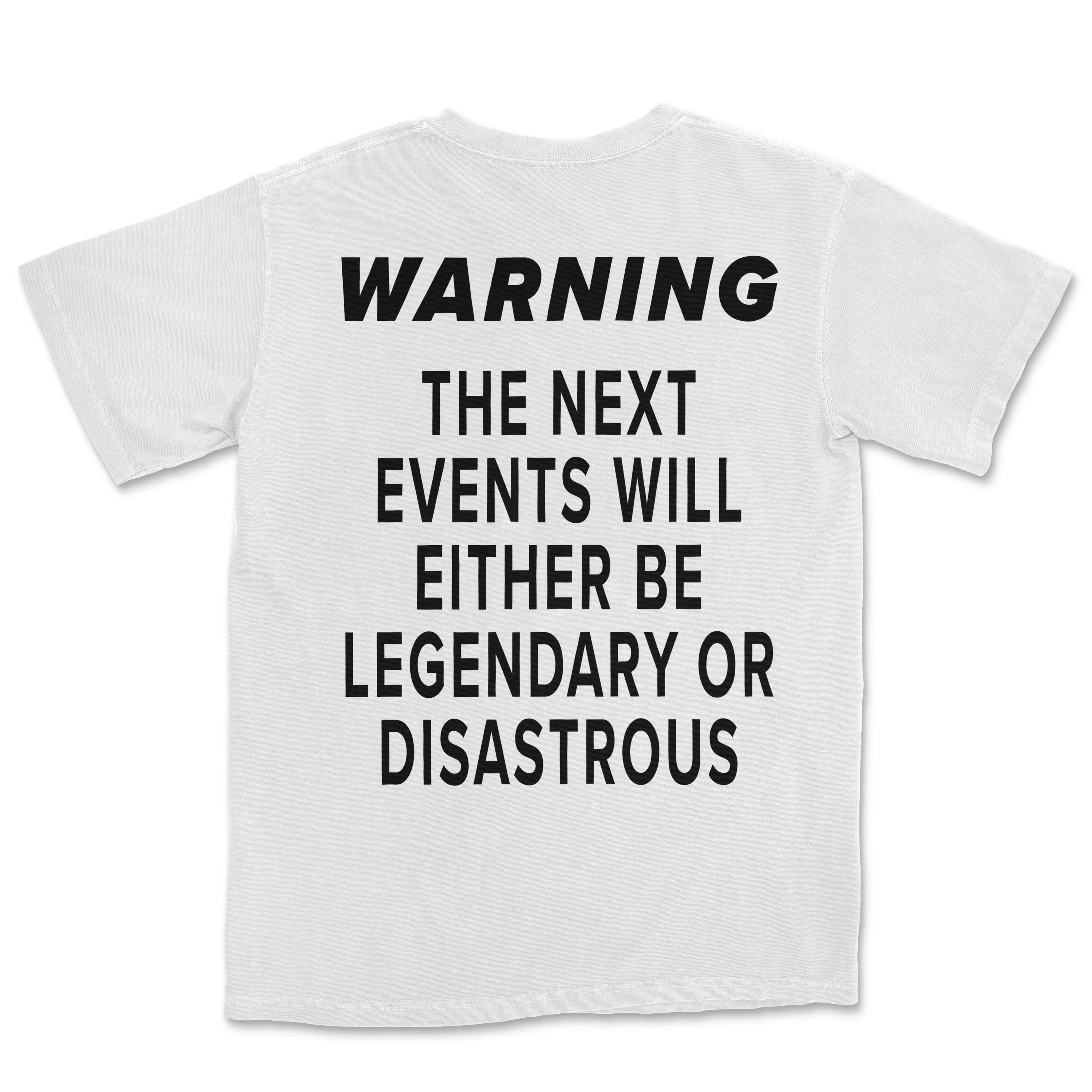 "Warning" White Tee